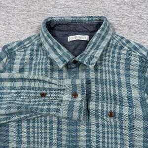 Outerknown Blanket Shirt Mens Medium Blue Plaid Flannel Button Up Heavyweight